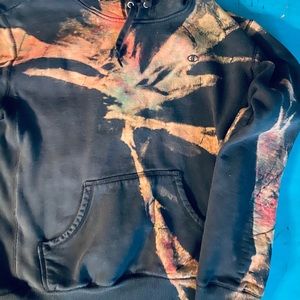 Reverse tie dye custom champion hoodie small